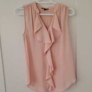 Blush Pink Ruffle Sleeveless Blouse